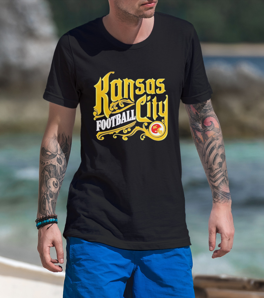 Kansas City Football City KC Chiefs Helmet T-Shirt