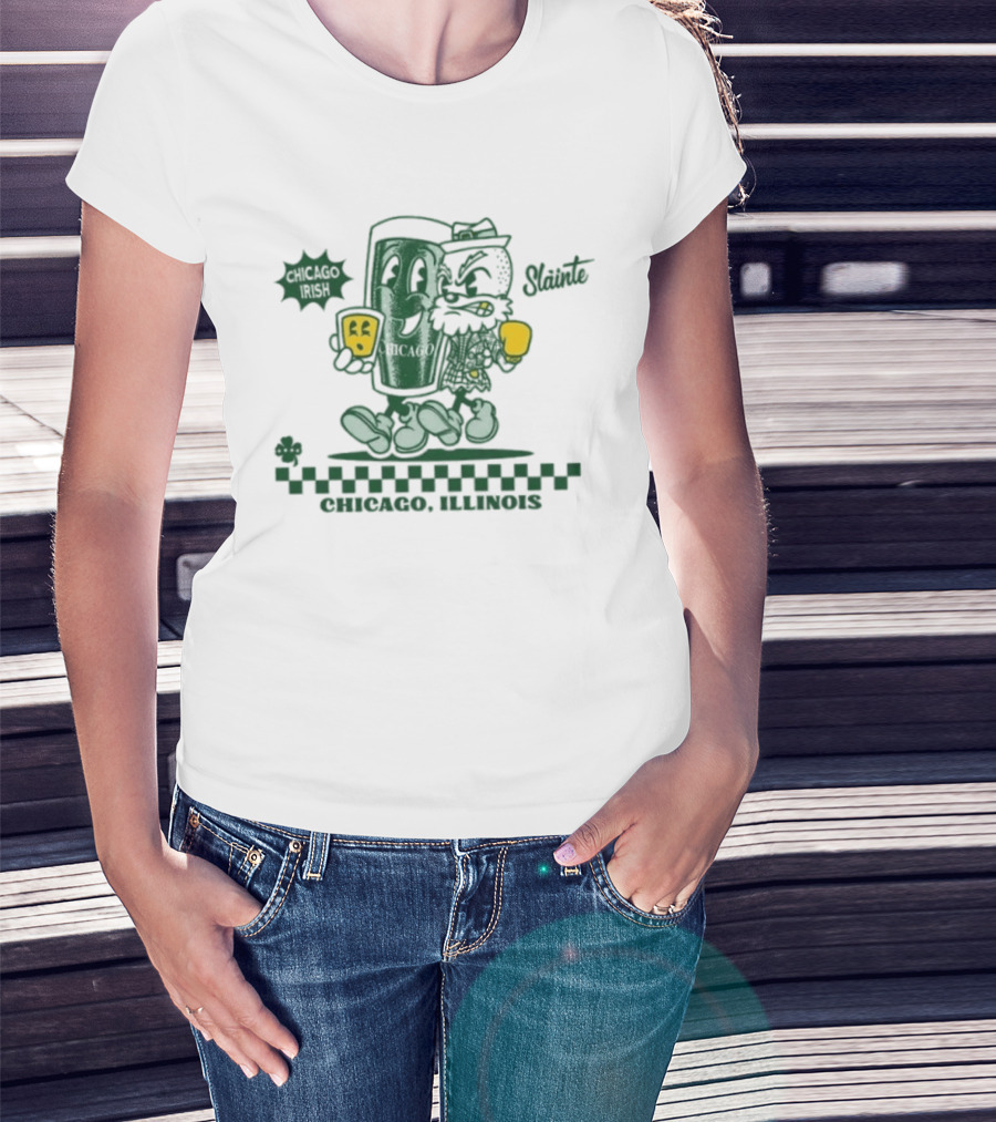 Chicago Illinois Irish Slainte Beer Pint St Patrick's Day T-Shirt