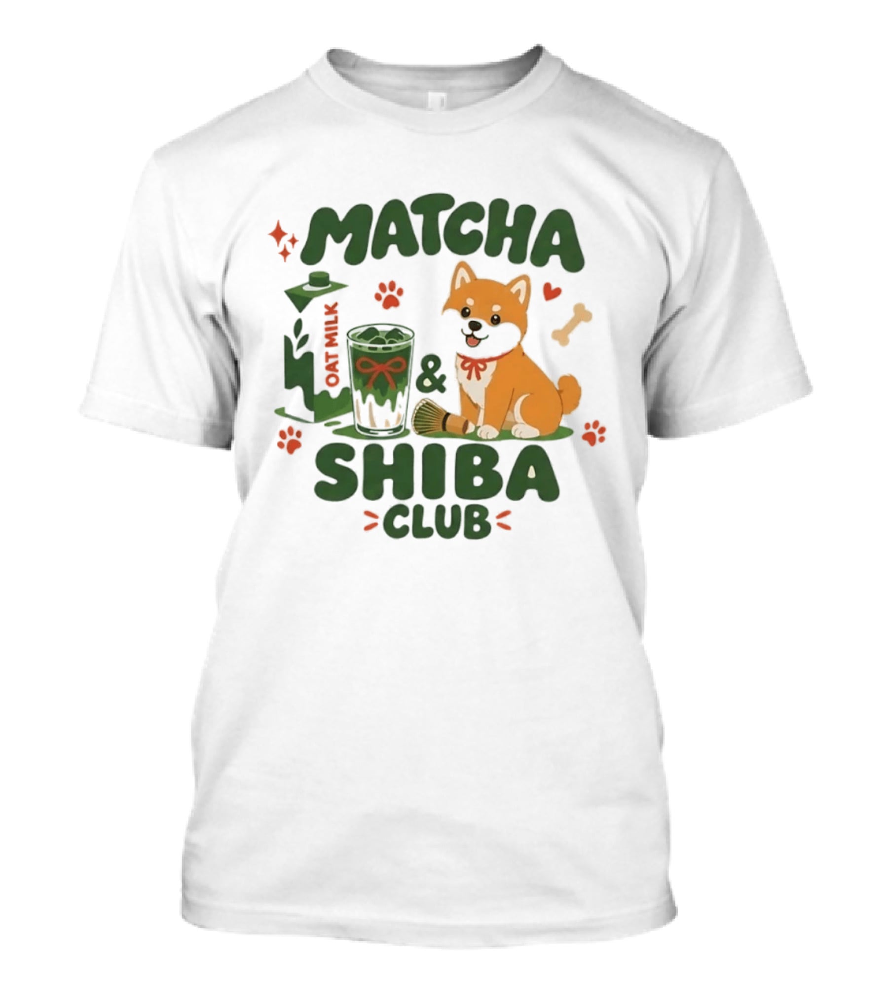 Matcha Shiba Club Oat Milk Dog Lover Tea Aesthetic T-Shirt