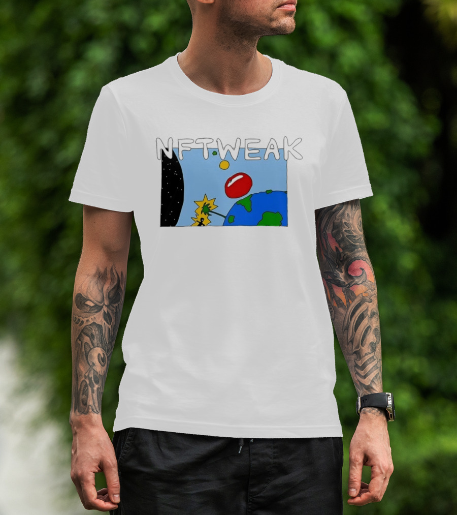 NFTWEAK Space Planet Cartoon NFT Satire Earth T-Shirt