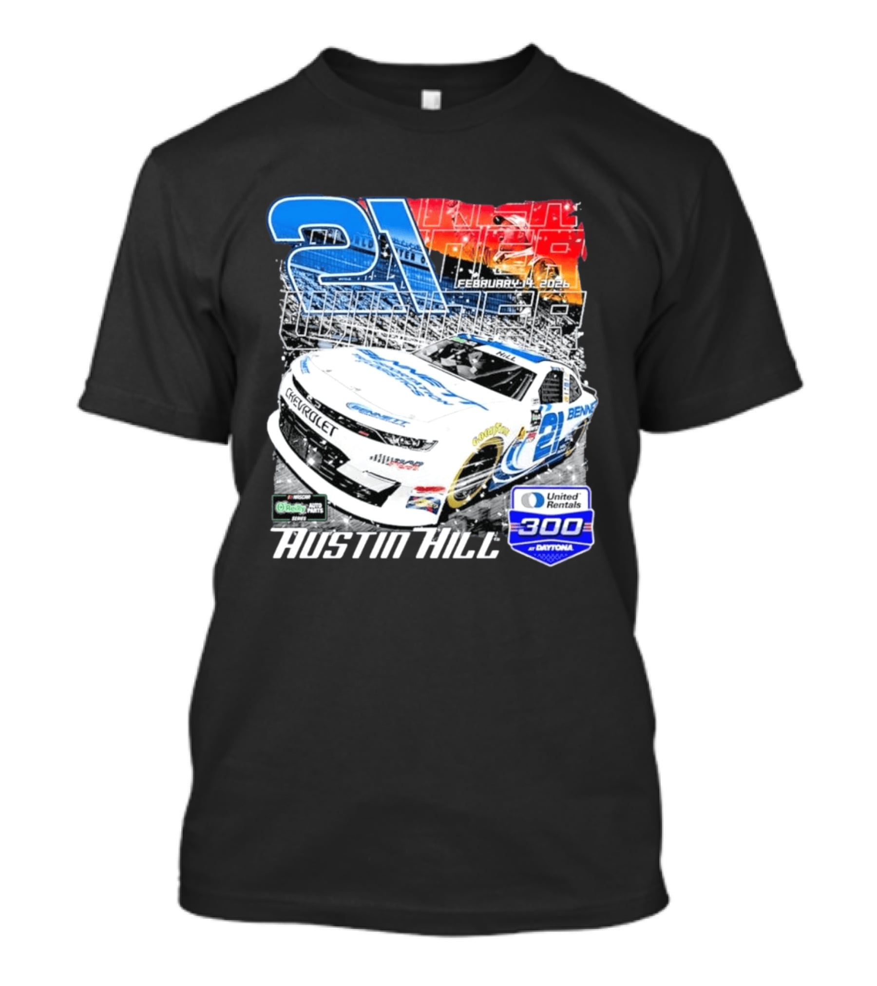Austin Hill Richard Childress Racing February 2026 United Rentals 300 Daytona Race Winner Chevrolet 21 T-Shirt