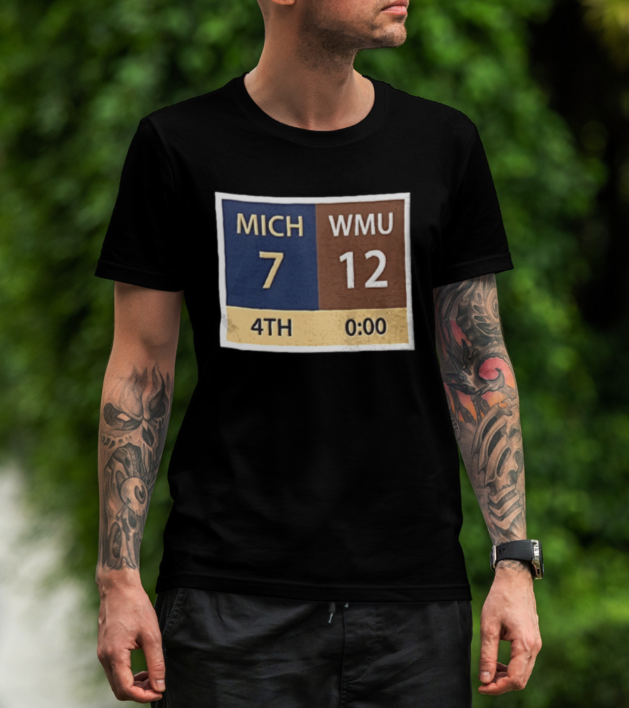 Michigan 7 WMU 12 4th Quarter Scoreboard T-Shirt
