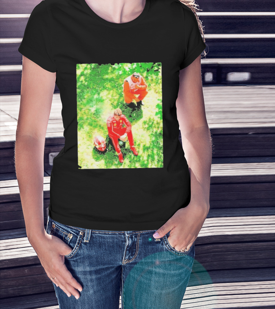 Monza GP Charles Leclerc Helmet On Grass Crash Moment T-Shirt