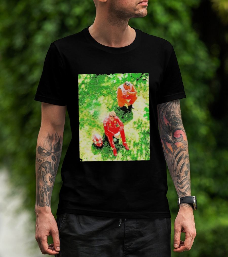 Monza GP Charles Leclerc Helmet On Grass Crash Moment T-Shirt