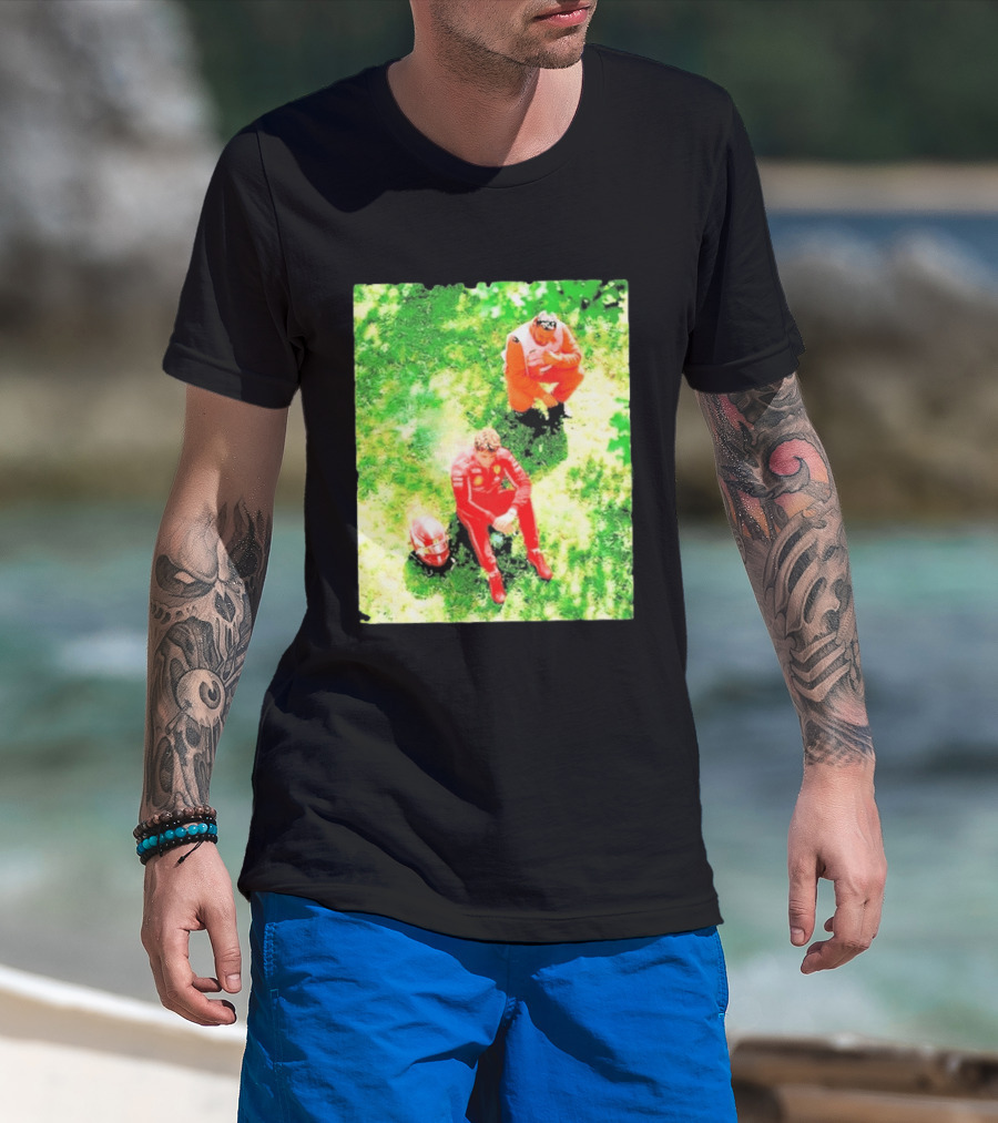 Monza GP Charles Leclerc Helmet On Grass Crash Moment T-Shirt