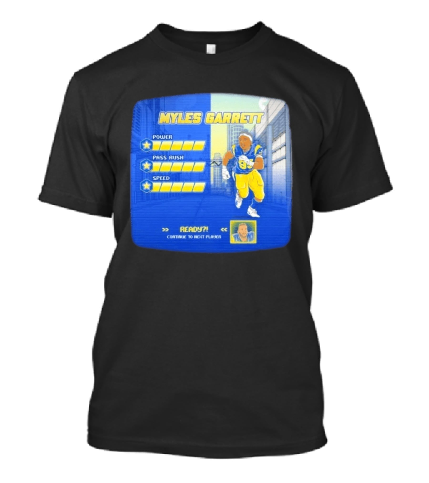 Myles Garrett Power Pass Rush Speed LA Rams 2026 Melbourne Game T-Shirt