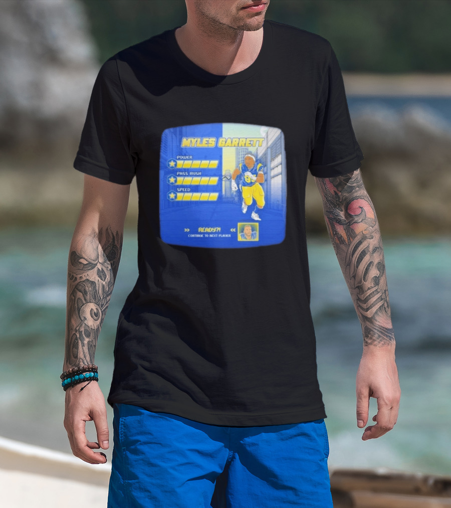 Myles Garrett Power Pass Rush Speed LA Rams 2026 Melbourne Game T-Shirt