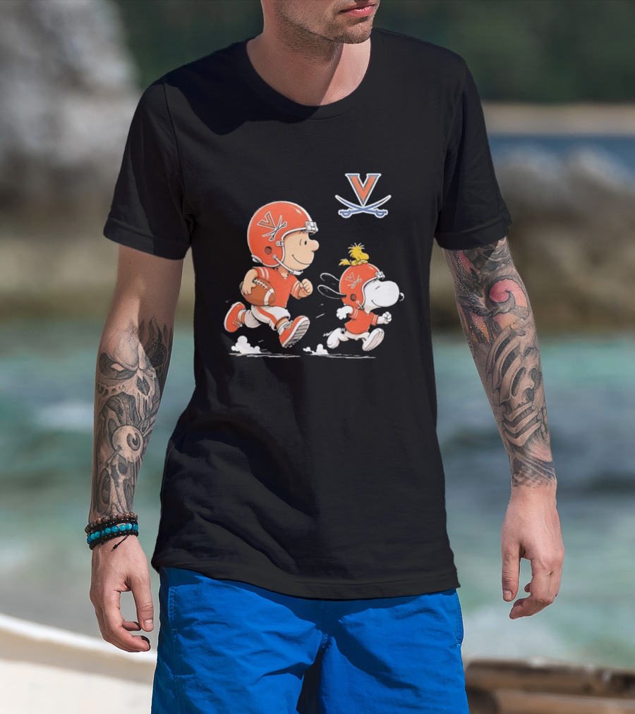 Charlie Brown Snoopy Woodstock Virginia Cavaliers Football Fun T-Shirt