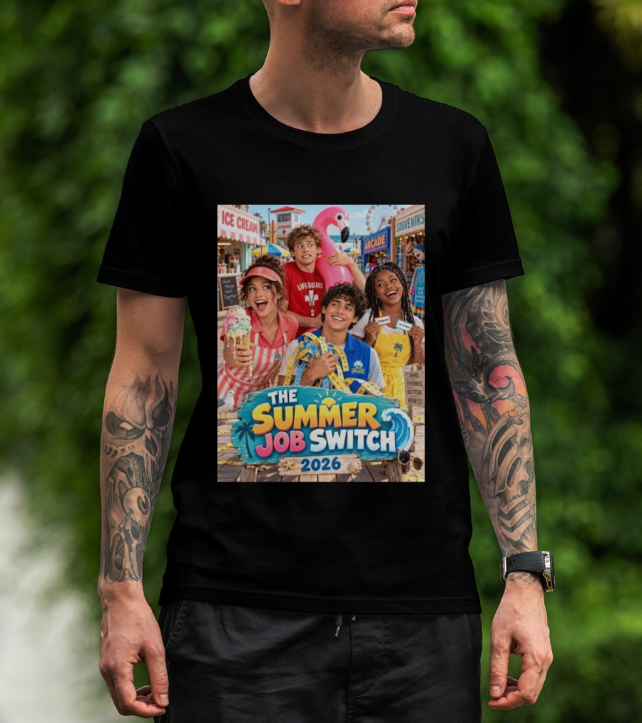 The Summer Job Switch 2026 Ice Cream Adventure Lifeguard Arcade Souvenirs Sand Friends T-Shirt