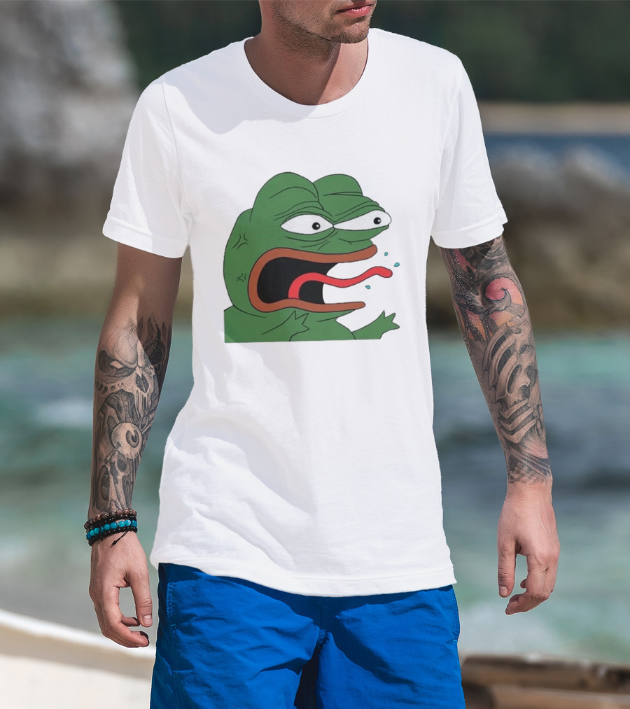 Angry Pepe Frog Meme Tongue Out Reaction Image T-Shirt