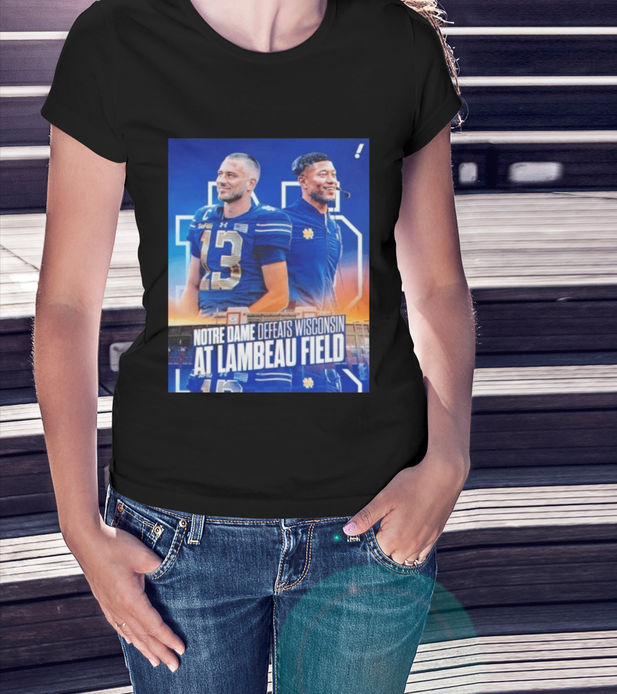 Notre Dame Defeats Wisconsin At Lambeau Field Notre Dame Fighting Irish Victory T-Shirt