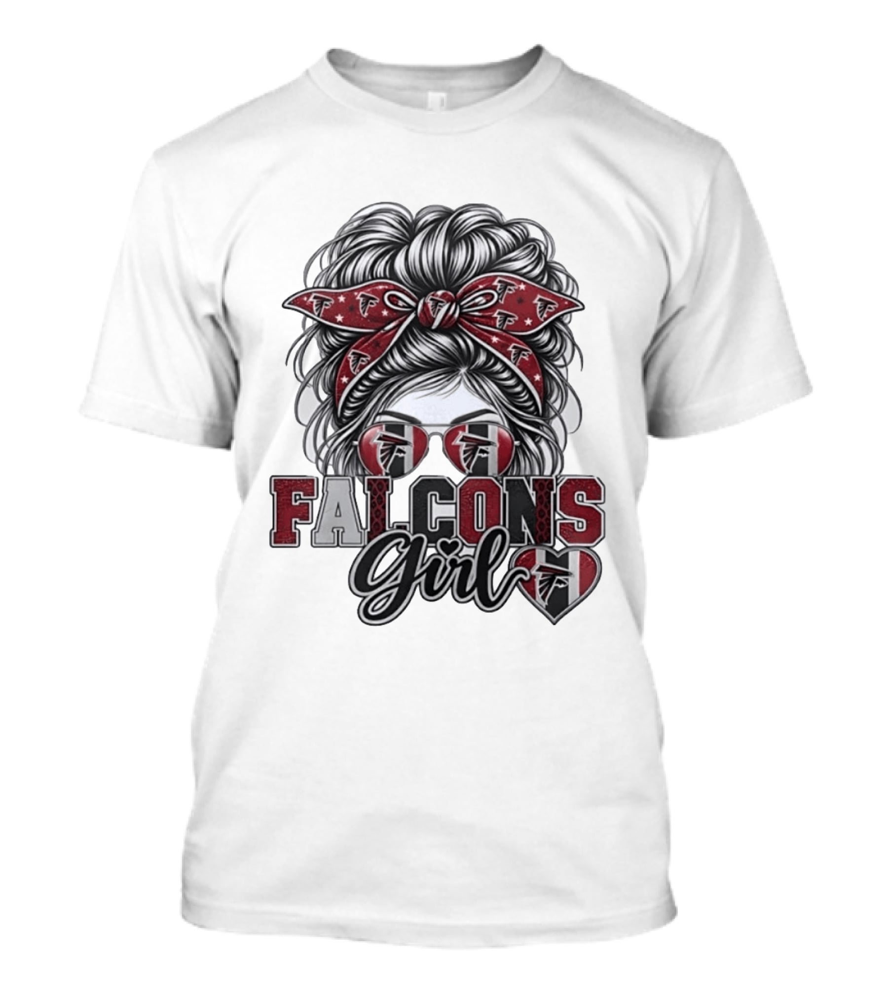 Falcons Girl Messy Bun Bandana Sunglasses T-Shirt