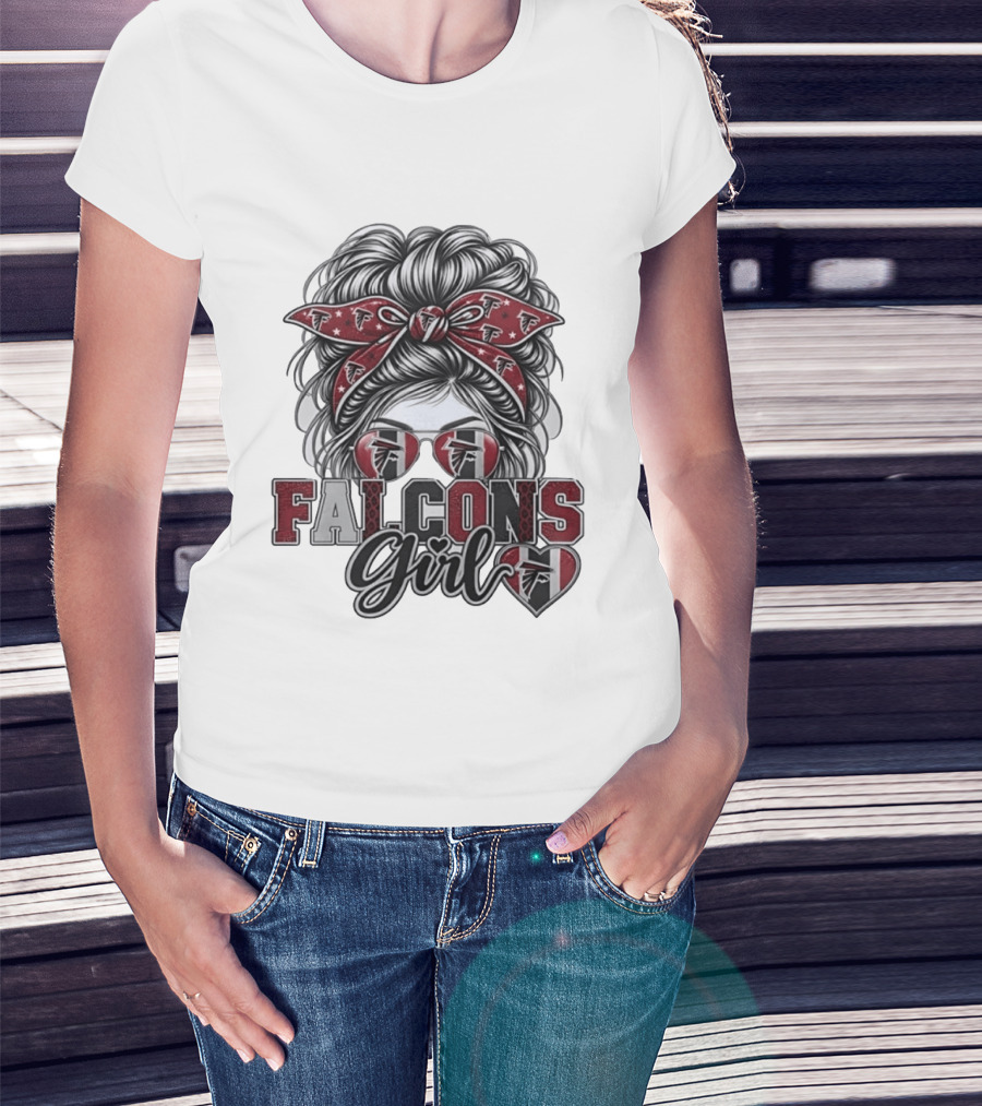 Falcons Girl Messy Bun Bandana Sunglasses T-Shirt