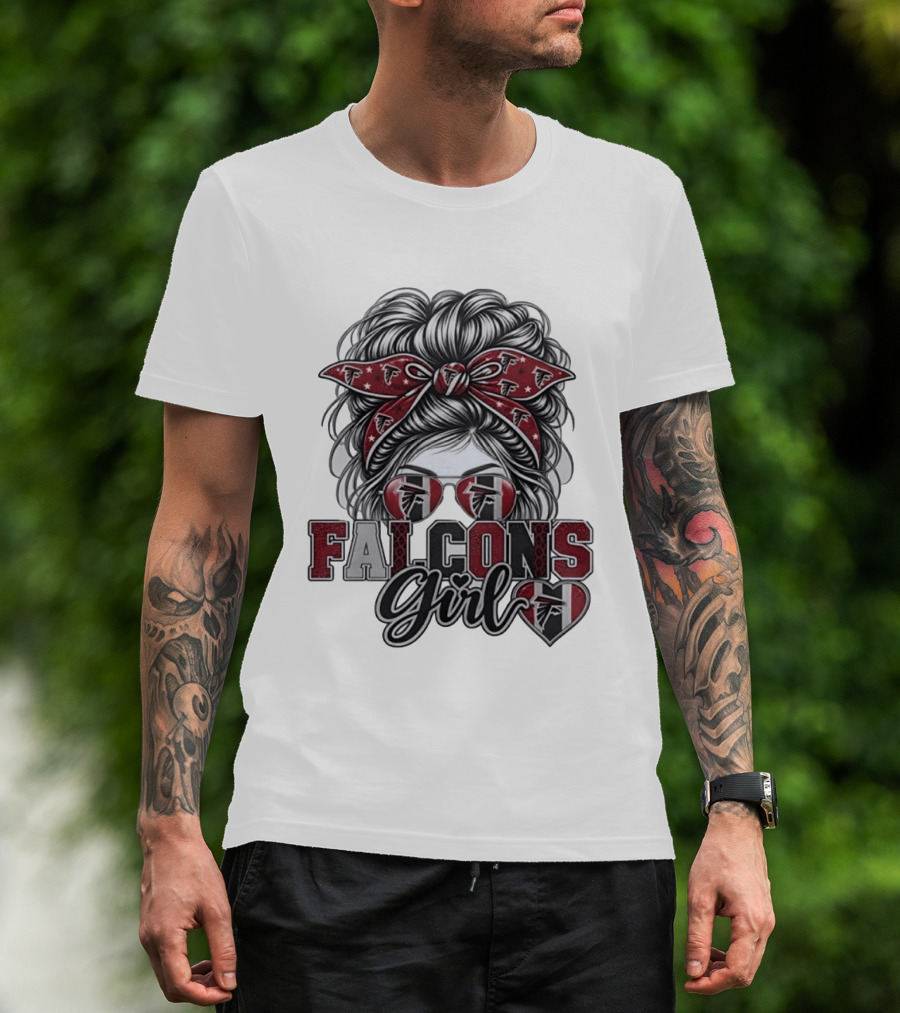 Falcons Girl Messy Bun Bandana Sunglasses T-Shirt