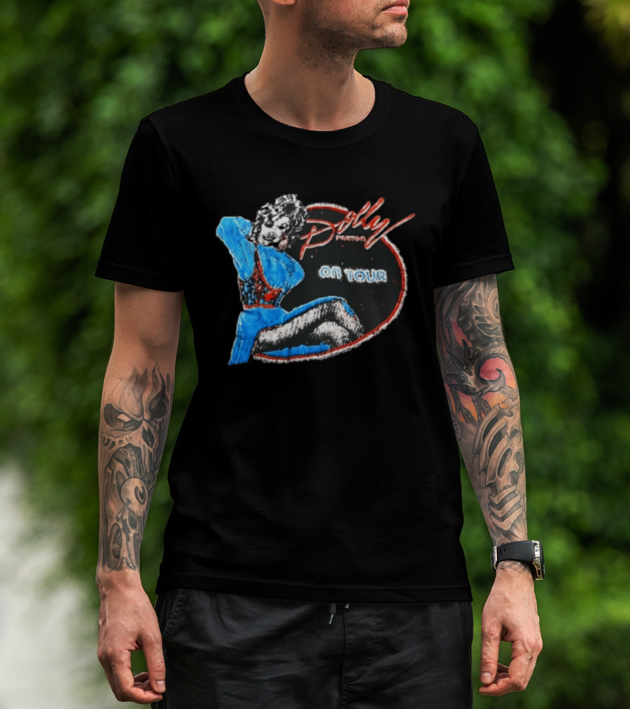 Dolly Parton On Tour Distressed Pinup Style Oval Frame T-Shirt