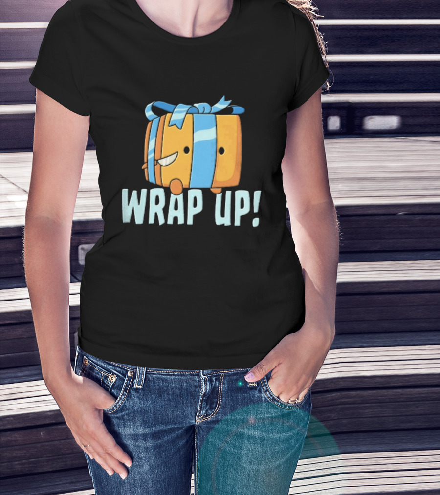 Mischievous Cartoon Ribboned Present Wrap Up With Knife T-Shirt