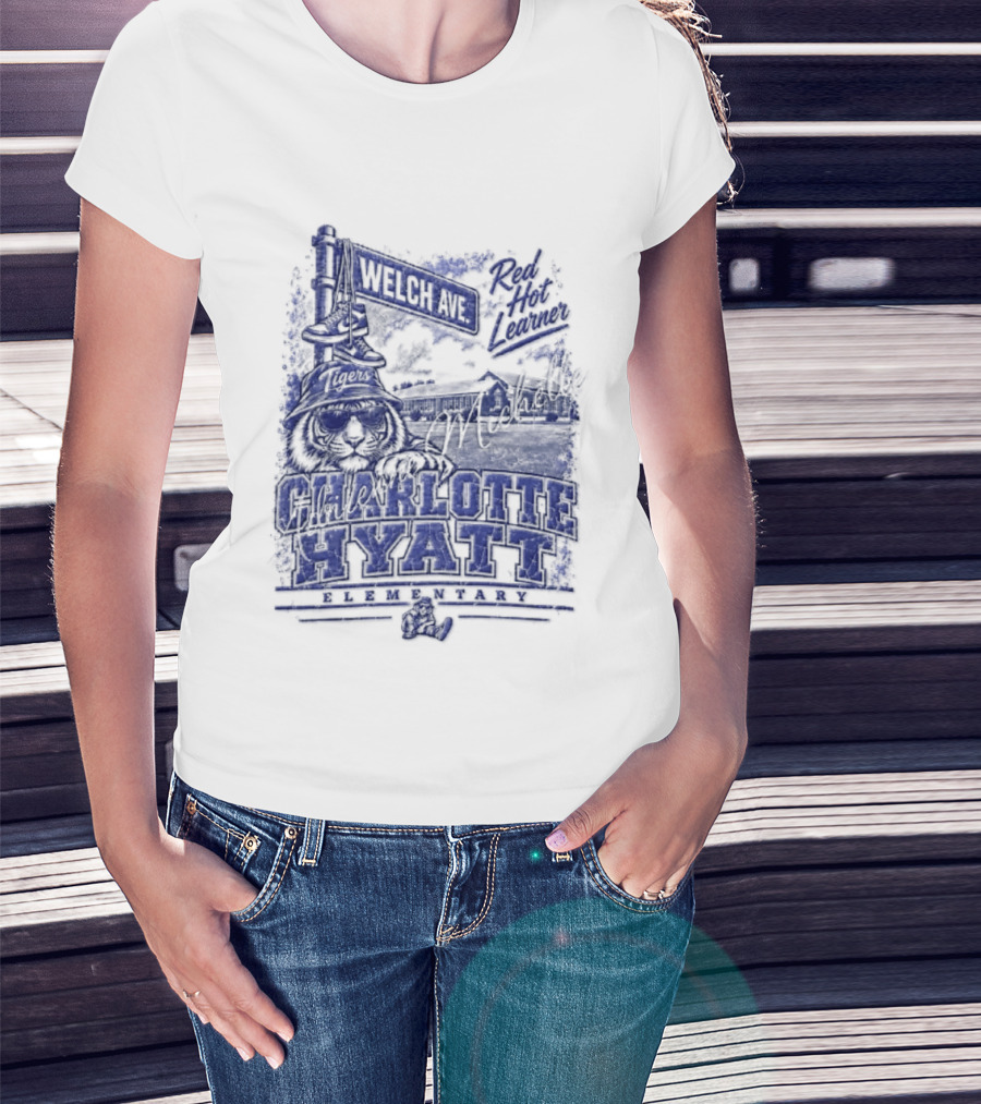 Charlotte Hyatt Welch Ave Tigers Red Hot Learner Elementary T-Shirt