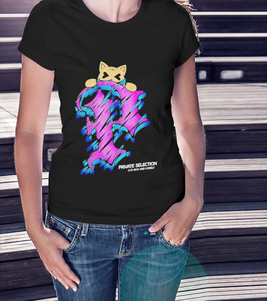 Private Selection C O Rich And Lonely Streetwear Cat Graffiti Aesthetic T-Shirt