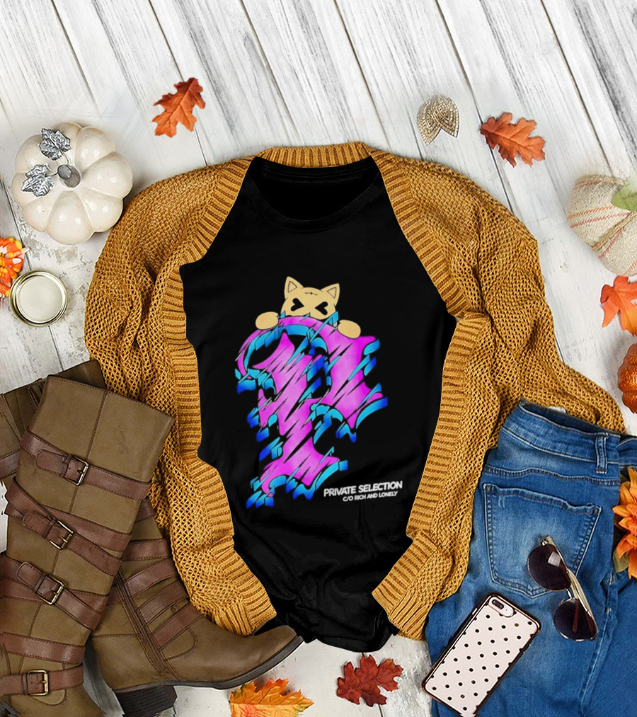 Private Selection C O Rich And Lonely Streetwear Cat Graffiti Aesthetic T-Shirt
