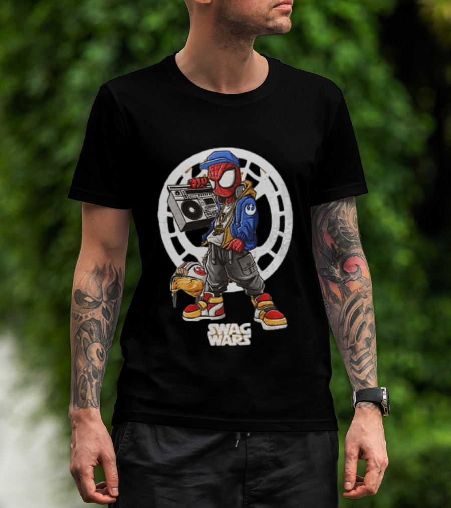 Spider Man Star Wars Swag Wars Youth Boombox Jedi T-Shirt