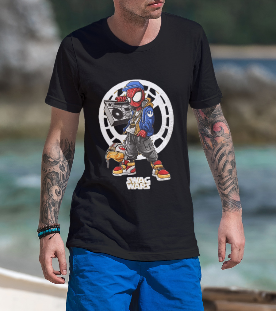 Spider Man Star Wars Swag Wars Youth Boombox Jedi T-Shirt