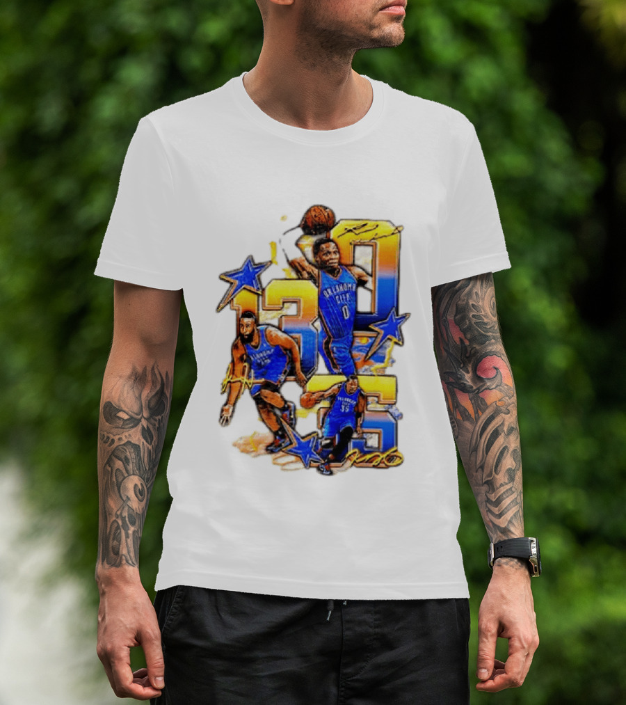 James Harden Russell Westbrook Kevin Durant Oklahoma City Thunder NBA Legends T-Shirt