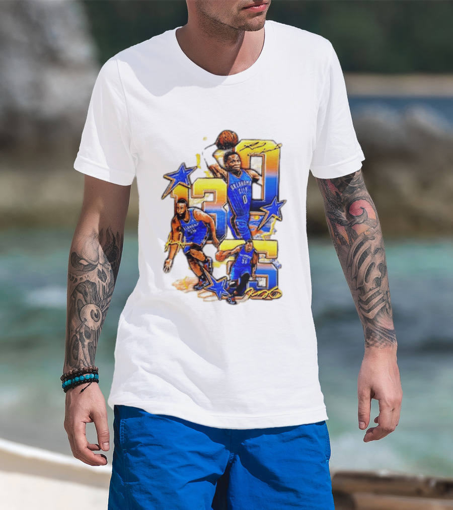 James Harden Russell Westbrook Kevin Durant Oklahoma City Thunder NBA Legends T-Shirt