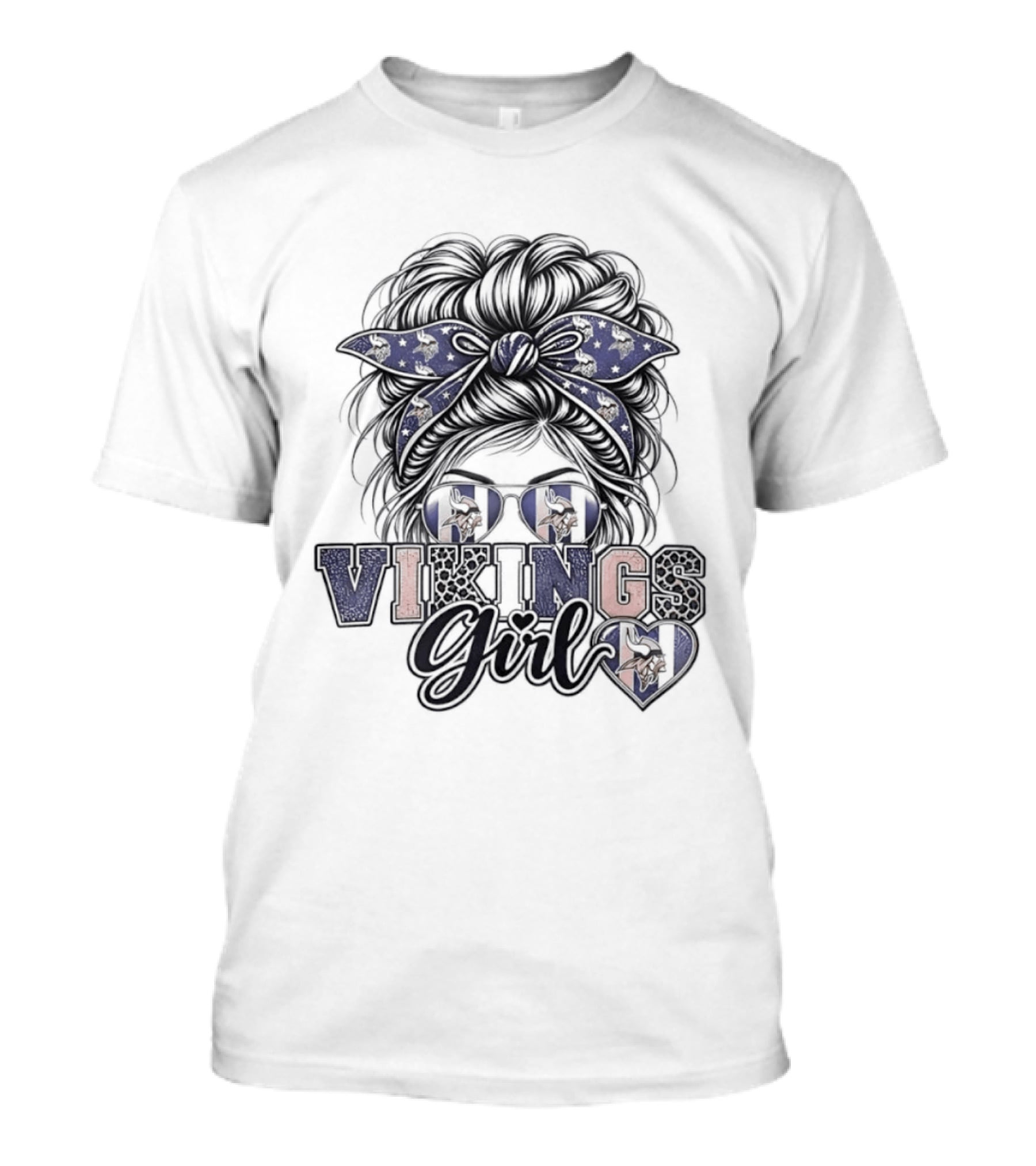 Minnesota Vikings Girl Messy Bun Bandana Sunglasses T-Shirt