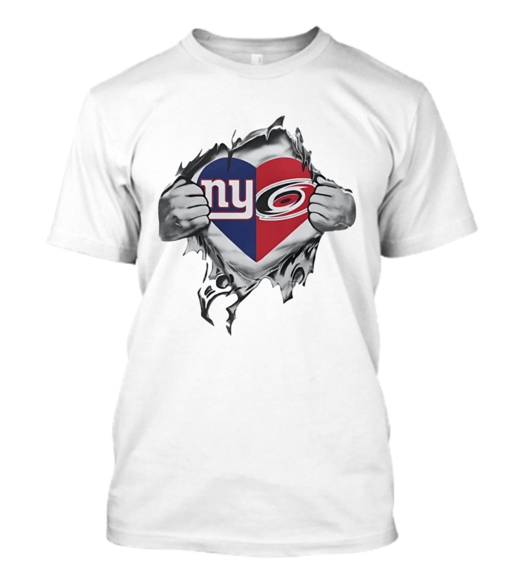 New York Giants Carolina Hurricanes Heart Fan Pride T-Shirt