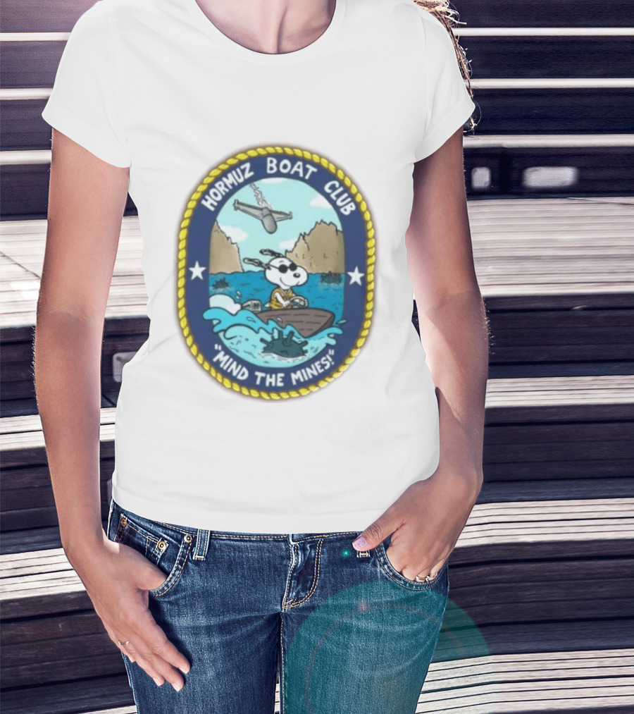 Hormuz Boat Club Snoopy Mind The Mines Marine Adventure Patch T-Shirt