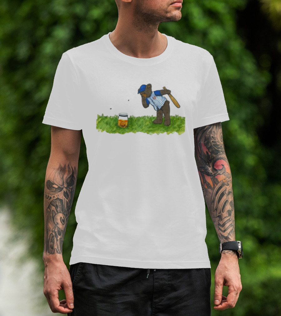 South Bend Cubs Bear With Baseball Bat And Honey Jar On Grass T-Shirt