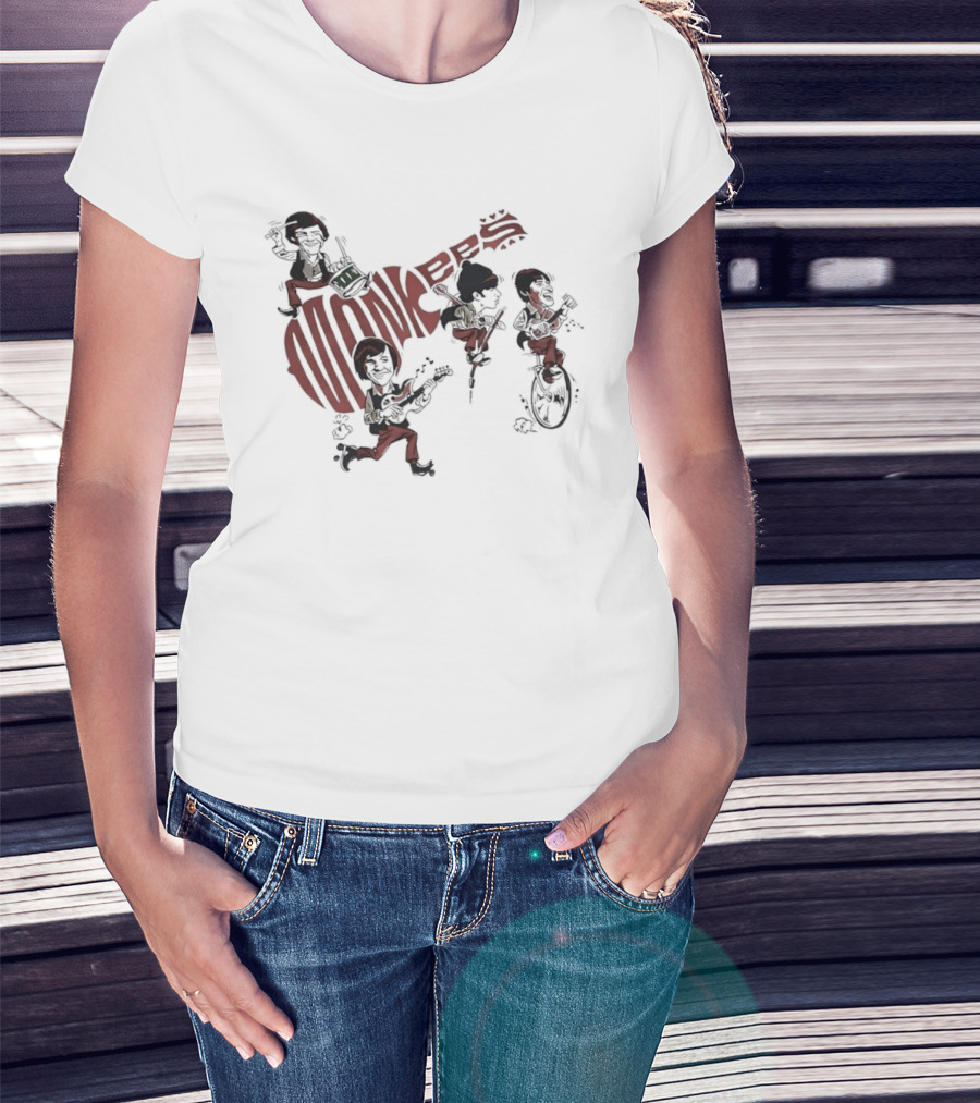 The Monkees Cartoon Band Members Davy Jones Micky Dolenz Mike Nesmith Peter Tork T-Shirt