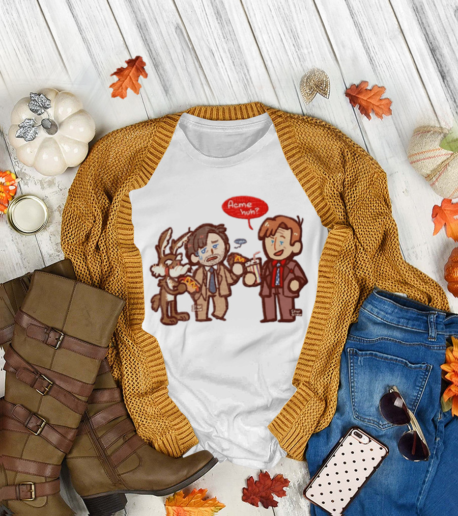 Wile E Coyote Saul Goodman Jimmy McGill Acme Huh Yeah Pizza Milkshake Cartoon Character Collaboration T-Shirt