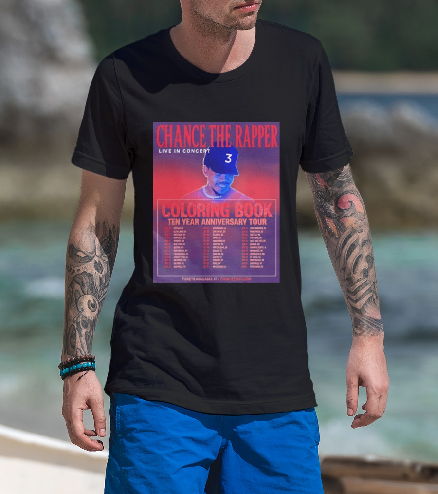Chance The Rapper Live In Concert Coloring Book Ten Year Anniversary Tour Dates And Tickets T-Shirt