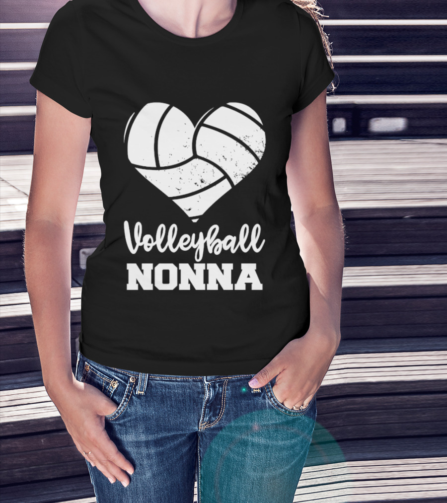Volleyball Nonna Distressed Heart T-Shirt