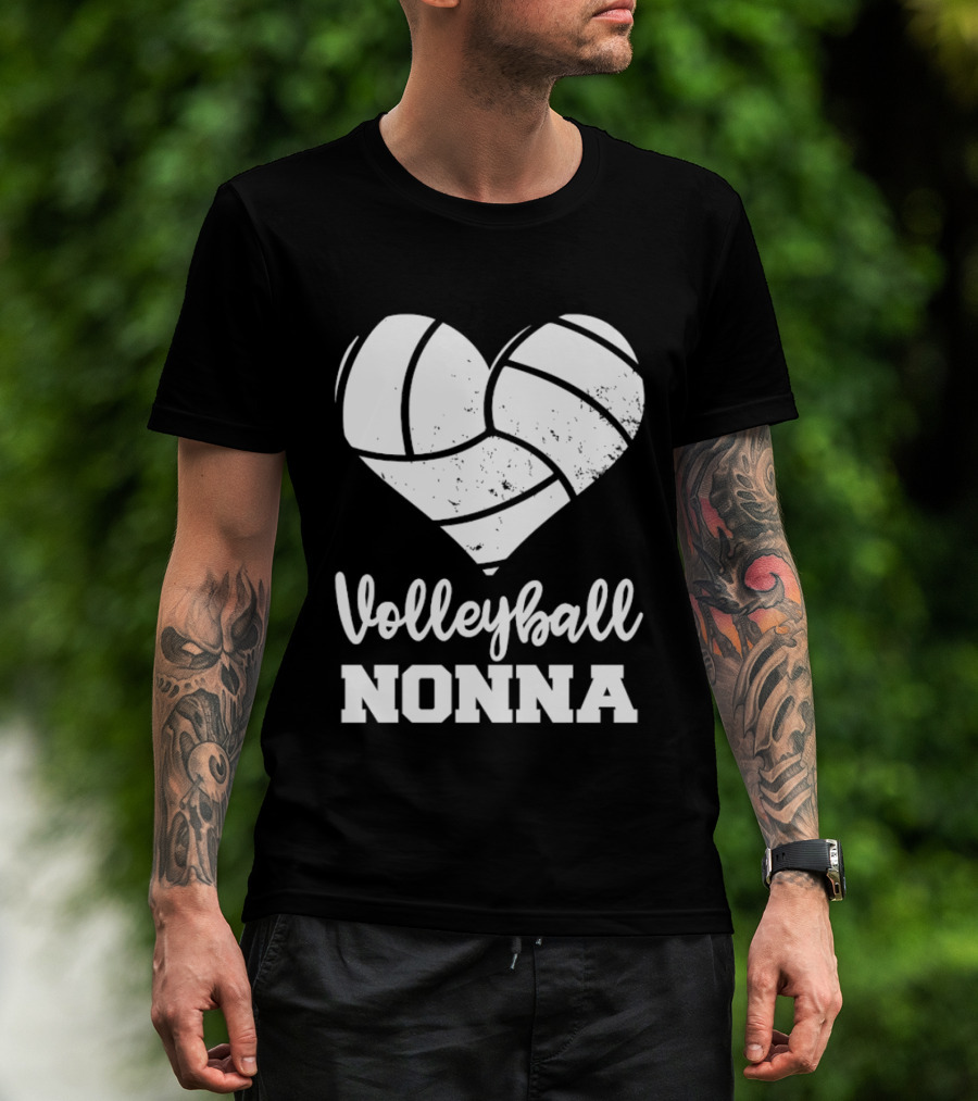 Volleyball Nonna Distressed Heart T-Shirt