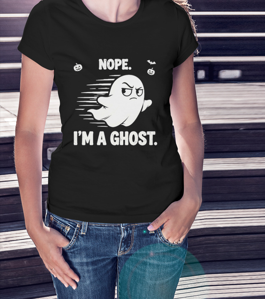 Nope I'm A Ghost Halloween Spooky With Pumpkins And Bats T-Shirt