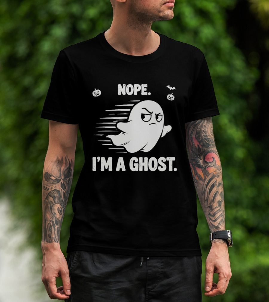 Nope I'm A Ghost Halloween Spooky With Pumpkins And Bats T-Shirt