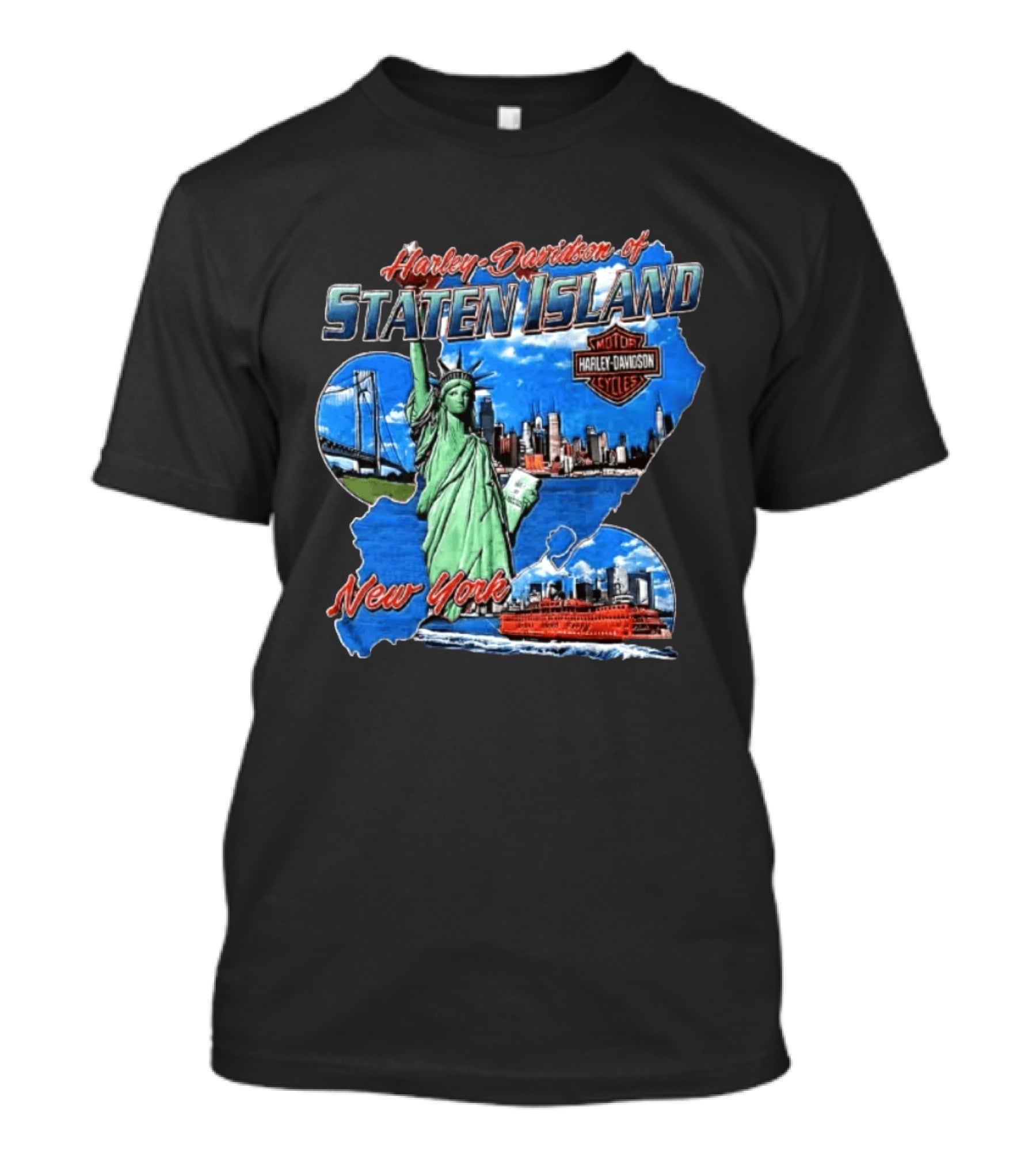 Harley Davidson Of Staten Island Liberty NYC Skyline New York T-Shirt