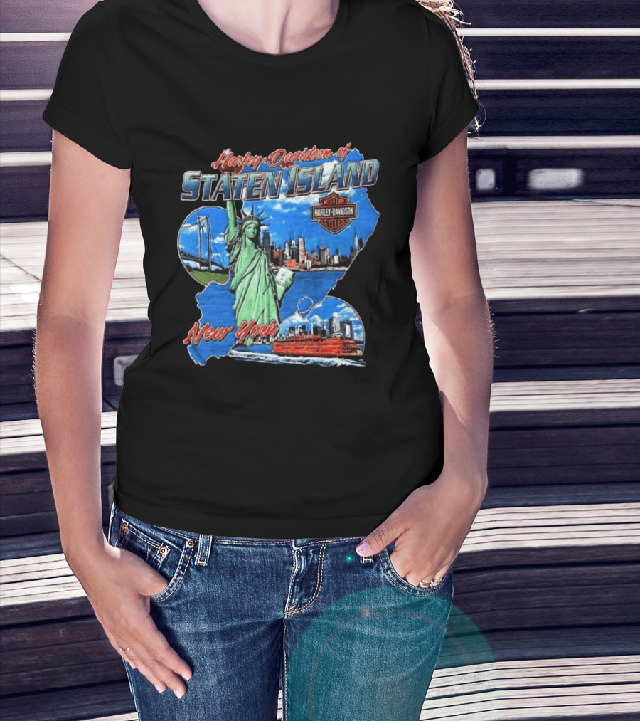 Harley Davidson Of Staten Island Liberty NYC Skyline New York T-Shirt