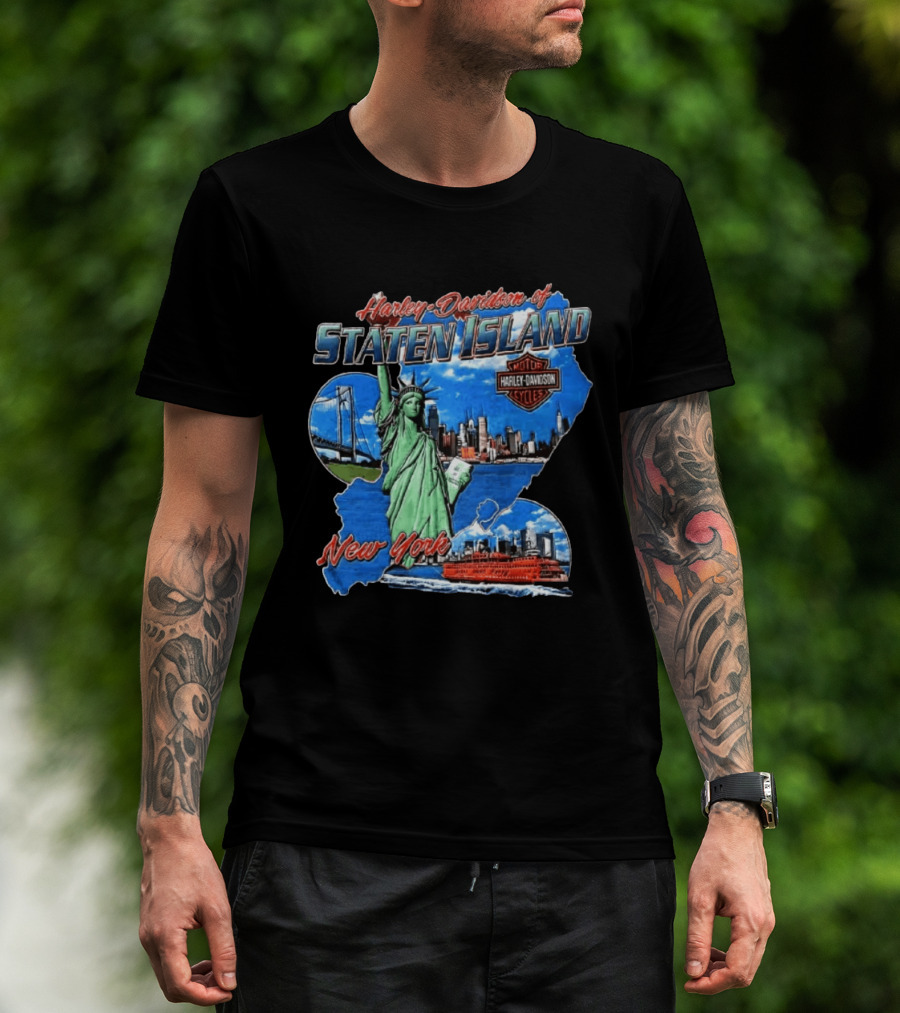 Harley Davidson Of Staten Island Liberty NYC Skyline New York T-Shirt