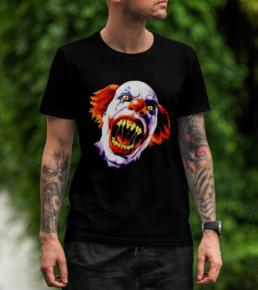 Scary Pennywise The Clown IT Horror Teeth And Fiery Hair T-Shirt