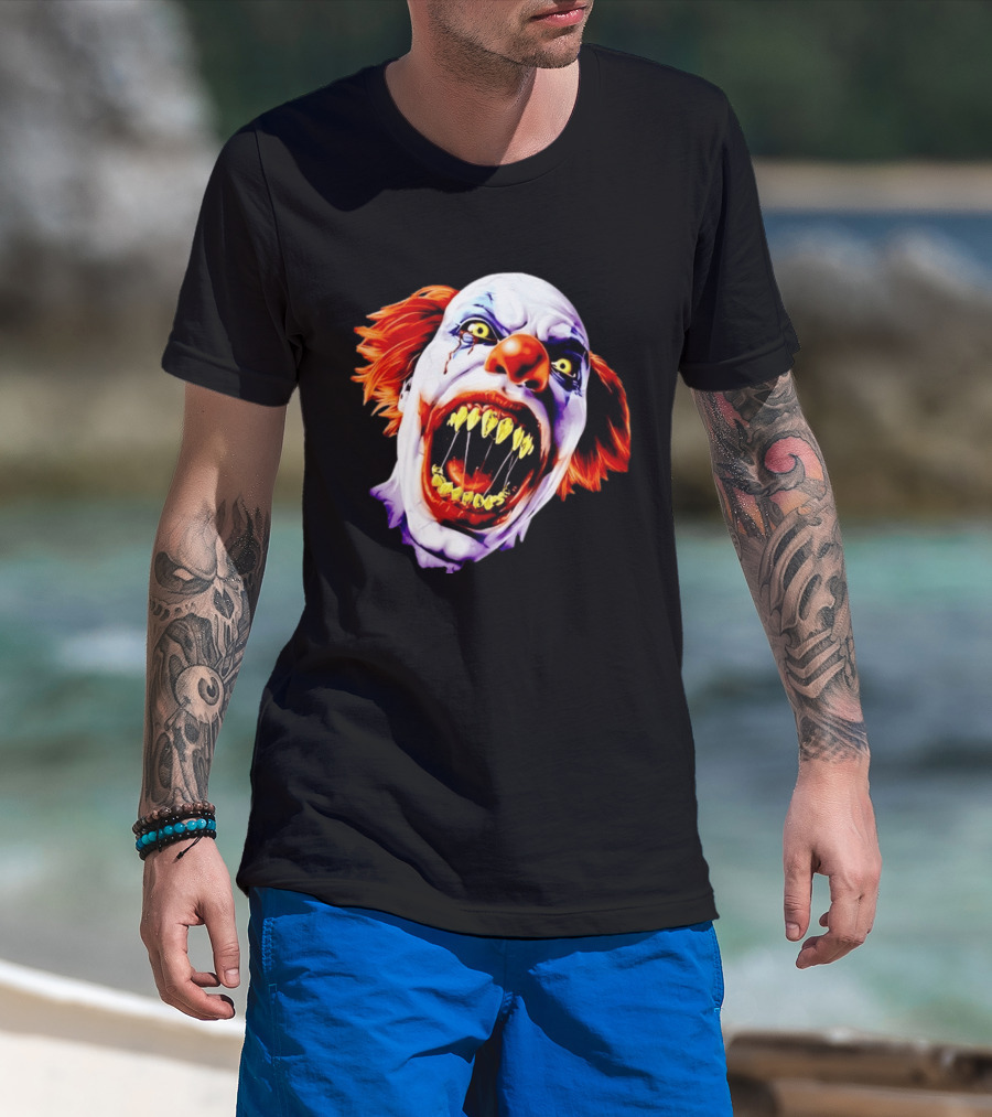 Scary Pennywise The Clown IT Horror Teeth And Fiery Hair T-Shirt