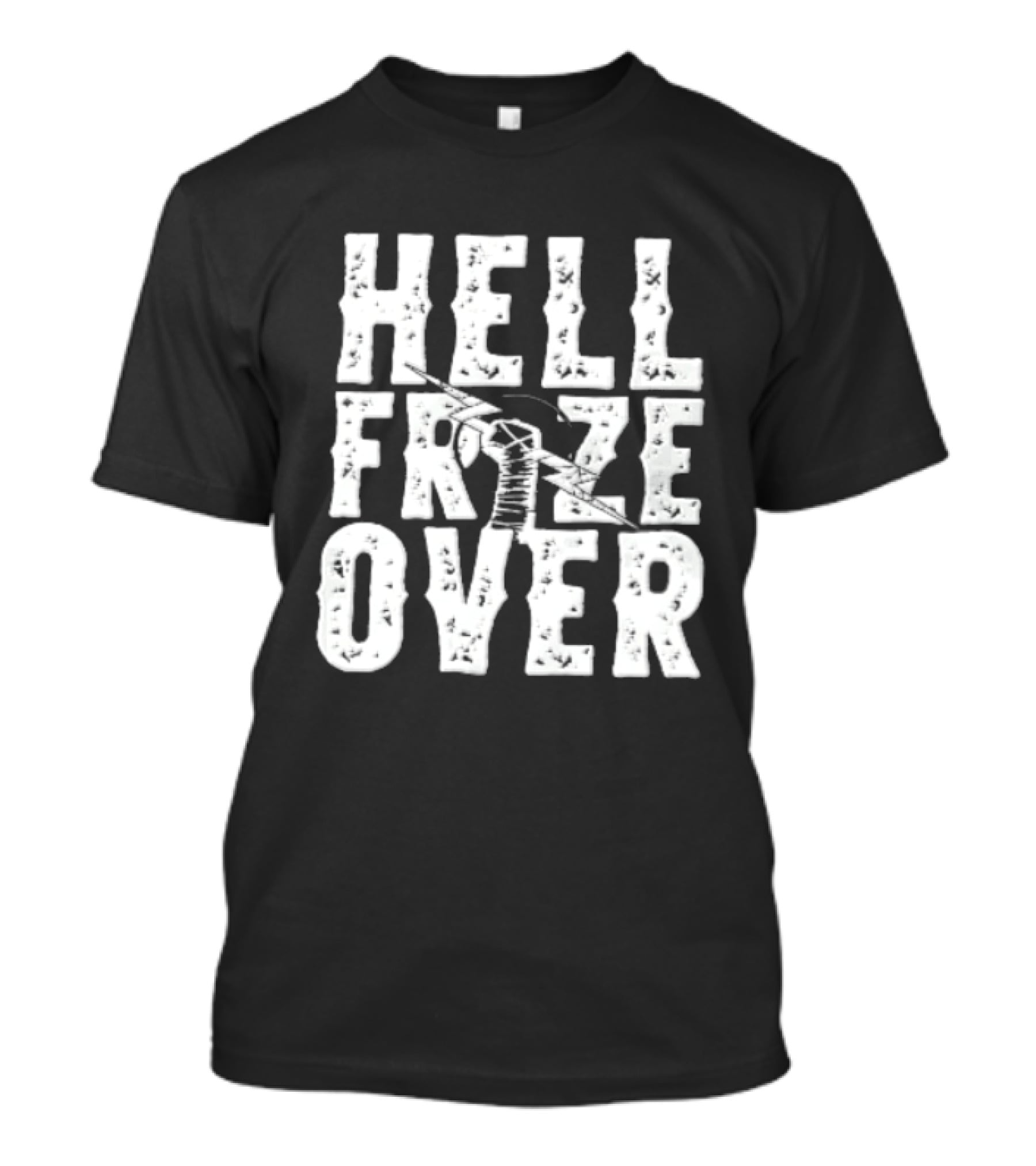 Hell Froze Over Taped Fist Lightning Bolt Distressed T-Shirt