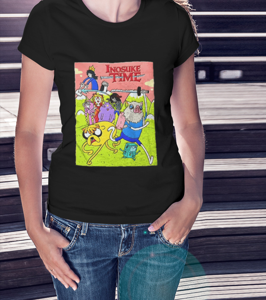 Inosuke Time Adventure With Demon Slayer Crossover Characters T-Shirt