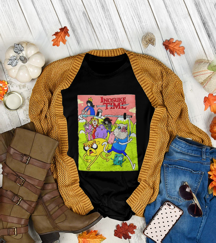 Inosuke Time Adventure With Demon Slayer Crossover Characters T-Shirt