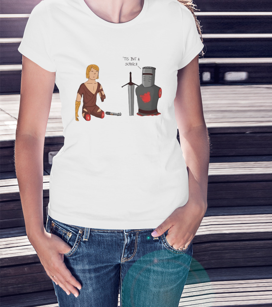 Anakin Skywalker And The Black Knight 'Tis But A Scratch Crossover Humor T-Shirt