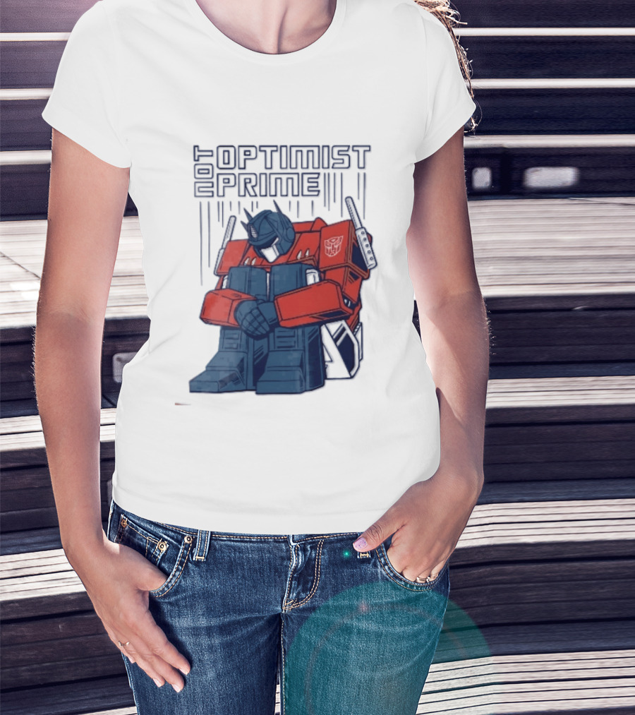 Optimist Prime Depressed Sad Robot Autobots Sitting T-Shirt