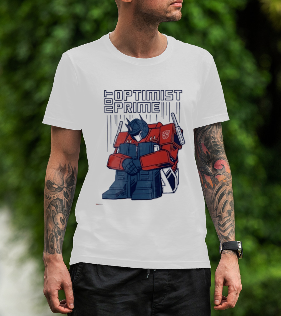 Optimist Prime Depressed Sad Robot Autobots Sitting T-Shirt