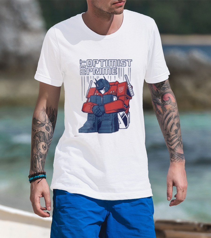 Optimist Prime Depressed Sad Robot Autobots Sitting T-Shirt